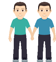 a couple of men holding hands with one wearing a green shirt