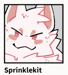 a drawing of a cat with the name sprinklekit written underneath it