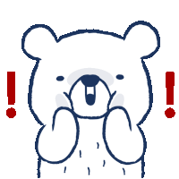 a cartoon drawing of a teddy bear with an exclamation point above it