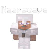 a close up of a minecraft character with the word nearer on the bottom right