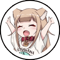 a picture of a girl with cat ears and the word osakana on her shirt