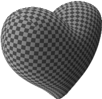 a black and white checkered heart shaped object on a white background