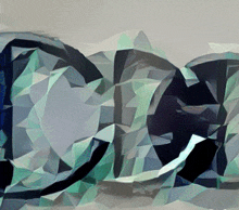 a painting of a gray and green geometric shape