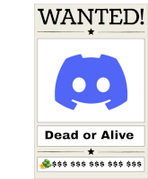 a wanted poster with a picture of a discord logo