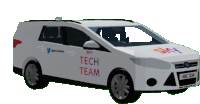 a white van with the word tech team on it