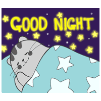 a cartoon of a cat sleeping under a blanket with the words good night written above it