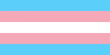 a transgender flag with a blue , pink and white stripe on a white background .