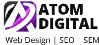 the logo for atom digital web design seo and sem