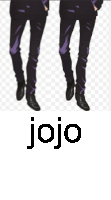 a picture of two people standing next to each other with the word jojo above them