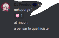 a screenshot of a discord chat with nekopurge 1 and a pink check mark