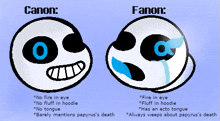 a drawing of sans and fanon with their characteristics