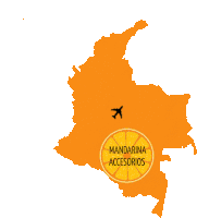 a map of colombia with a mandarina accesorios logo in the middle