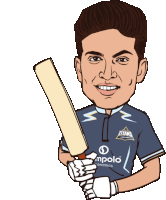 a cartoon of a man holding a cricket bat with titans written on his shirt