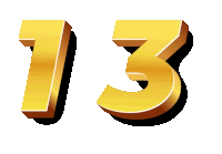 the number 13 is displayed in gold letters