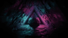 a dark room with a triangle in the middle and a cube in the middle .