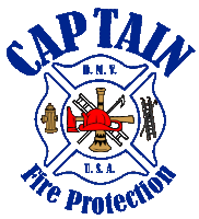 a logo for captain d.m.v. fire protection