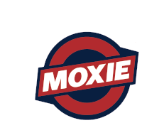 a logo for moxie shows a red and blue circle