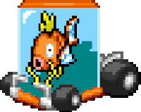 a pixel art of a fish with a crown on its head