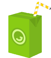 a green box with a straw sticking out of it