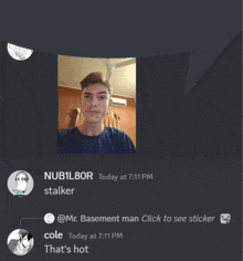 a screenshot of a conversation between nub1lbor stalker and cole