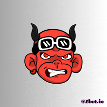 a cartoon drawing of a devil wearing glasses and horns