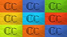 a colorful background with cc letters on it in different colors