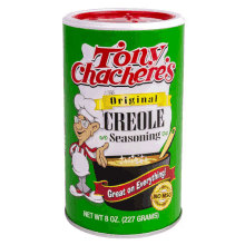 a can of tony chacheres original creole seasoning with a chef on the front