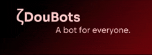 a logo for doubots a bot for everyone on a red background