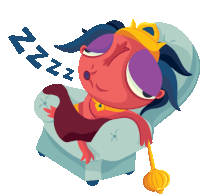 a cartoon character is sleeping in a chair with zzz written on the bottom