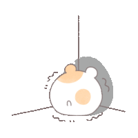 a cartoon drawing of a hamster sitting in a corner .