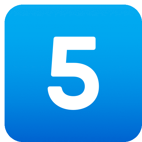 a blue square with the number 5 in white