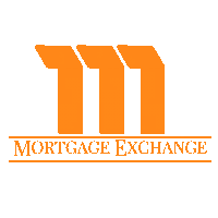 a logo for the mortgage exchange is orange and white