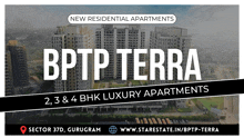 an advertisement for new residential apartments in sector 37d