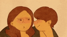 a cartoon drawing of a man and woman kissing