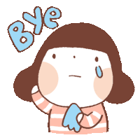 a cartoon of a girl saying bye with tears running down her face