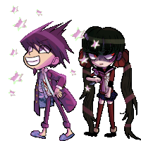 a cartoon drawing of a boy and a girl with stars around them