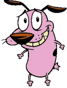 courage the cowardly dog from cartoon network is smiling