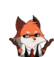 a cartoon of a fox wearing glasses and a tie