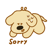 a cartoon dog is laying down with the word sorry below it