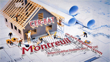 a model of a house being built with the words cer-bat montreuil written on it