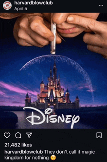 a disney poster with a person smoking a cigarette on it