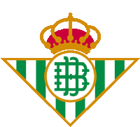 a green and white striped logo with a crown