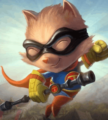 a cartoon drawing of a cat wearing a superhero costume