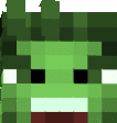 a pixel art of a frog with a red mouth .