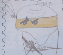 a child 's drawing of a ninja with the name zorro written on it