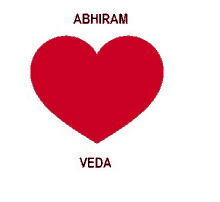 a red heart with the name abhiram veda written on it