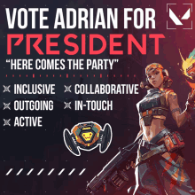 a poster that says vote adrian for president on it