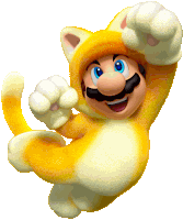 a yellow and white cartoon character with a cat costume on