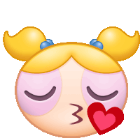 an emoji of a girl blowing a kiss with a red heart in her eyes