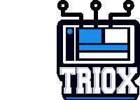 a logo for a company called triox with a blue and white graphic